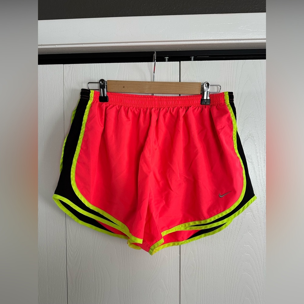 Nike Women's Bright Pink and Yellow Athletic Shorts